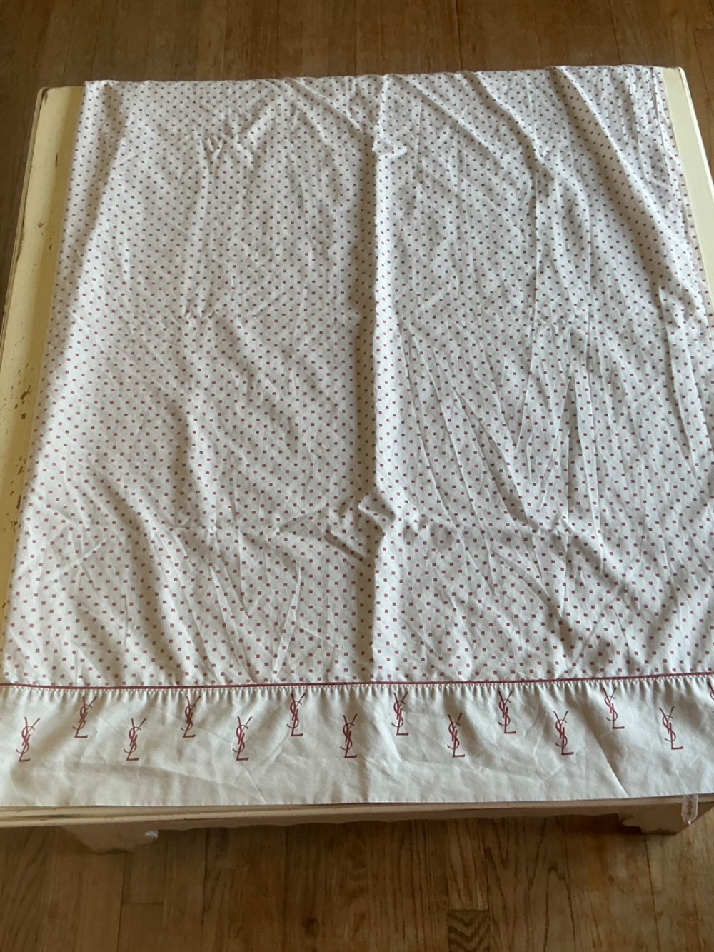 Vintage 80’s Yves Saint Laurent YSL Gray Utica Logo Twin Flat sheet *Defects* - Picture 4 of 10